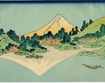 日本の浮世絵版画、葛飾北斎「武蔵国多摩川 富嶽三十六景