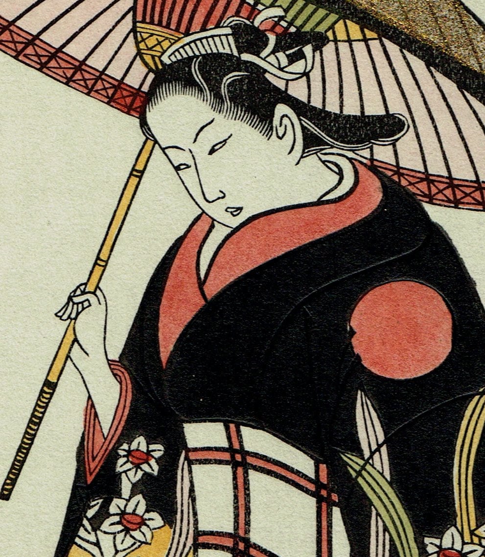 日本の浮世絵版画、鳥居清忠「傘を差す女」 - Etsy 日本
