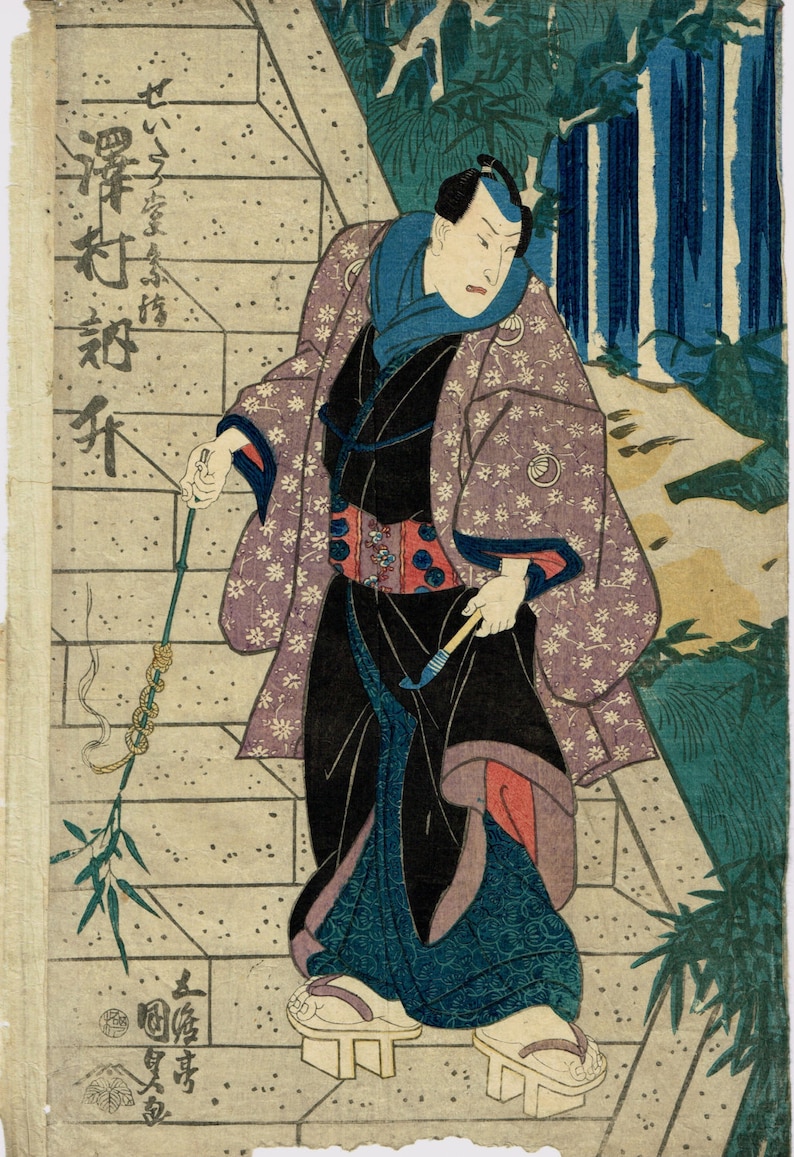 Original Ukiyo-e Woodblock print, original, Utagawa Kunisada, Kabuki actor, Edo-period image 1