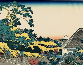Japanese Ukiyo-e Woodblock print, Katsushika Hokusai, "Sundai, Edo, from the series Thirty-six Views of Mount Fuji"