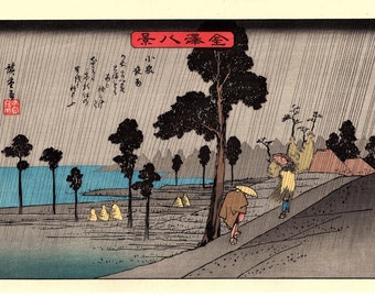 日本の浮世絵版画、安藤広重「日本橋雪景色」 - Etsy 日本