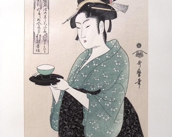 Utamaro, "Okita of the Naniwa-ya Tea-house"