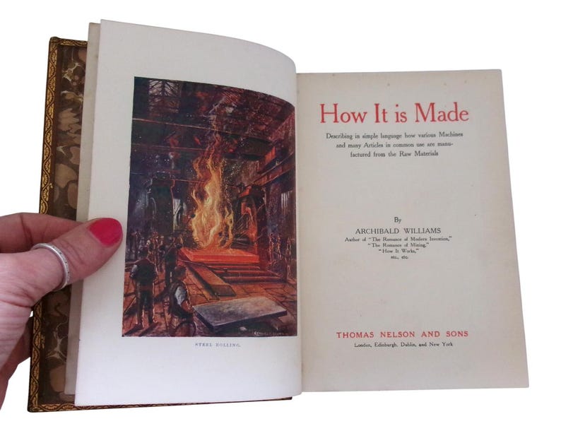 c1910 HOW It IS MADE By Archibald Williams, Full Leather Prize Binding, Fascinating Antique Manufacturing Book, Edwardian Machines! image 5