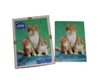 Vintage CAT & KITTEN Jigsaw By VICTORY, Mid Century Ginger And White Cats 'Simple Series' Jigsaw Puzzle, Cute vintage Children's Toys!