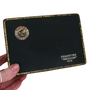 Vintage PLAYER&#39;S NAVY CUT Medium &#39;100&#39; Tin, Mid Century Iconic Sailor Theme Cigarettes Tin, 1950s Tobacco Cigarette Stash Packaging
