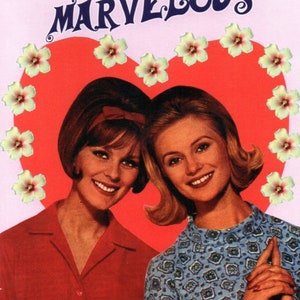 MRS und MRS MARVELOUS Hochzeit Verlobung Grußkarte von Slim & Zucker, Vintage-Stil Collage Original Design Grußkarte, Retro 1950er Jahre!