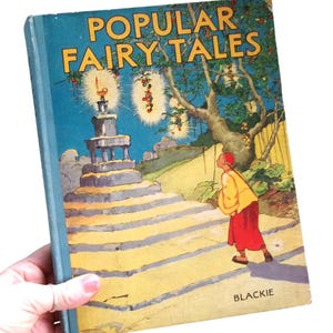Cuentos de hadas populares de Blackie (c1947) ilustrados por John Hassall. Magnífico libro de cuentos de hadas vintage para niños. Libro de cuentos de hadas vintage.