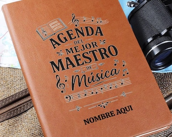 Personalized Music Teacher Journal | Vegan Leather Notebook | Custom Name Gift for Music Teacher | Teacher Appreciation Gift