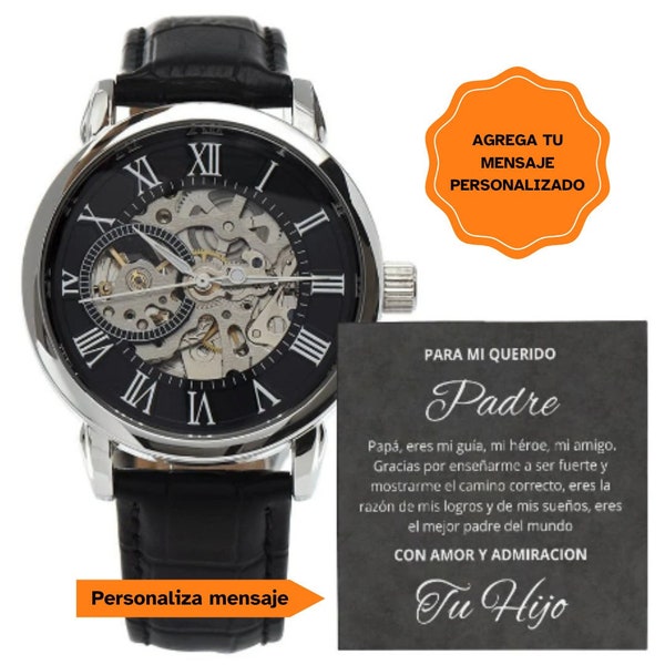 Regalo para el dia del padre | Reloj de lujo con mensaje personalizado Para Papa | Regalo de hijo | regalo para hombre | regalo cumpleaños