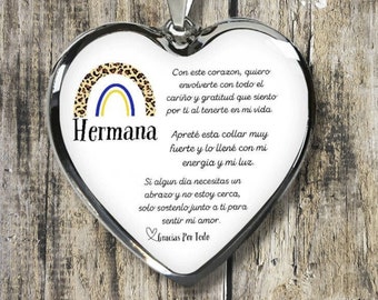 Personalized Sister Necklace: Heart Pendant, Steel or Gold Finish