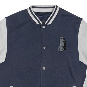 Bomber Jacket Chile Easter Island Isla de Pascua Moai Stone Head Statue Alien Conspiracy Embroidered Champion