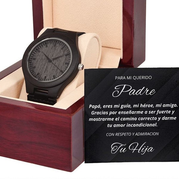 Regalo Para Hombres  Regalo Para Dia Del Padre  Regalos personalizados de hija para papa | Regalo reloj madera y caja de lujo con Luz