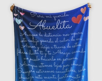 Blanket Regalo Para Abuela - Cobija Personalizada Para Abuelita - Grandma Gift Blanket Regalo Cumpleanos de Nieta o Nieto en Manta Española