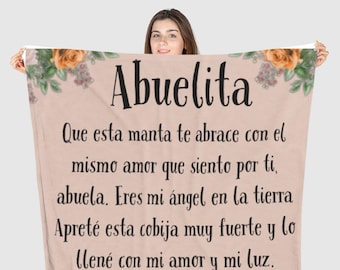 Regalo para Abuelita - Cobija Personalizada Para Abuela Grandma Gift Blanket Regalo Cumpleanos regalo para abuela de nieta o nieto en español