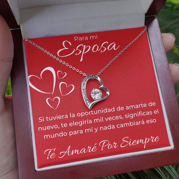 Para MI Esposa Con Amor Regalo Para Dia De Los Enamorados Regalo  Personalizado Para Mujer Collar Joya De Corazones 