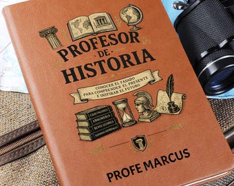 Personalized History Teacher Journal | Vegan Leather Notebook | Custom Name History Teacher Gift | Teacher Appreciation Gift