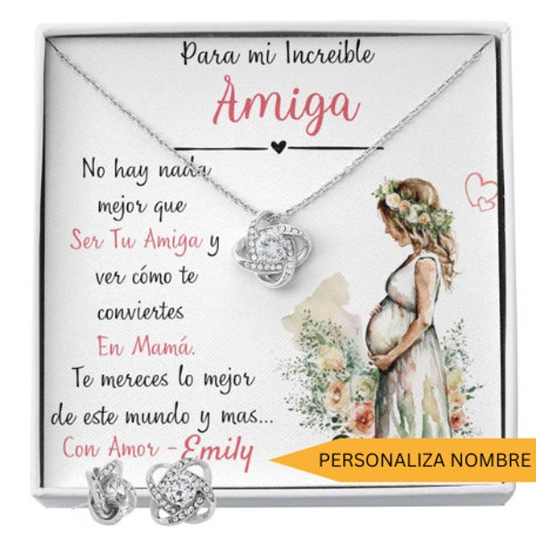 Regalo Para Amiga Futura Mama Set De Regalo Para Mujer Aros y Collar Regalo De Embarazo Hija Nouveaux cadeaux de bébé pour la nouvelle maman Regalo Mejor Amiga