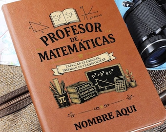 Personalized Math Teacher Journal, Vegan Leather Notebook for Teachers, Custom Math Gift for Educators, Teacher Appreciation Gift