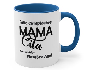 Personalized Mamacita Birthday Mug, Two-Tone Coffee Cup, Gift for Her
