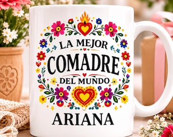 Personalized Spanish Family Mug | Custom Name Gift for Mamá, Abuela, Tía, Madrina, Comadre, Suegra, Hermana & Prima