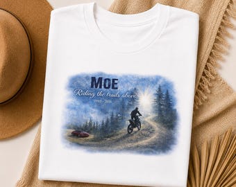 Trails Above Rider T-Shirt | Moe Memorial tribute (wispy edges, white only)