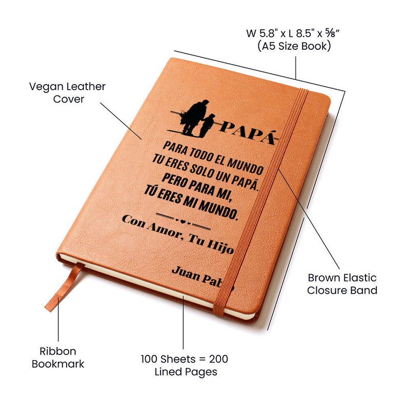 Personalized Vegan Leather Journal - Father's Day Gift image 3