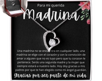 La Madrina Gift Godmother Madrina Gift Box Set de Regalo Para Madrina Proposal Gift Padrinos De Bautizo Collar de Corazon Joyeria Para Mujer