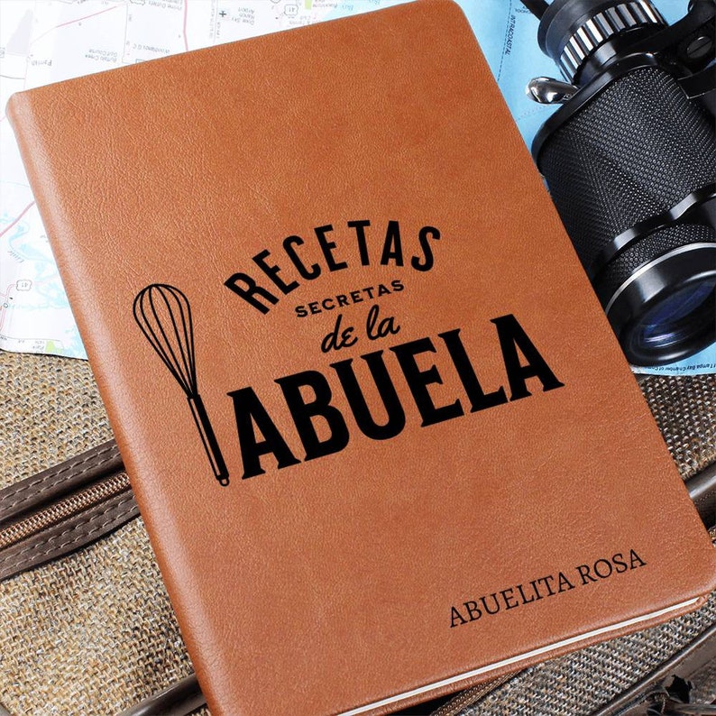 Personalized Abuela Recipe Book | Custom Family Cookbook | Vegan Leather Recipe Journal | Grandma Gift | Spanish Recipe Keepsake image 9