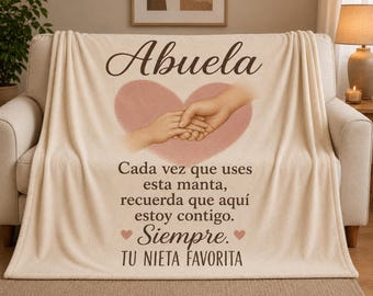 Personalized Abuela Blanket: Plush Spanish Message Throw, Granddaughter Gift - Regalo De Nieta Para Abuelita