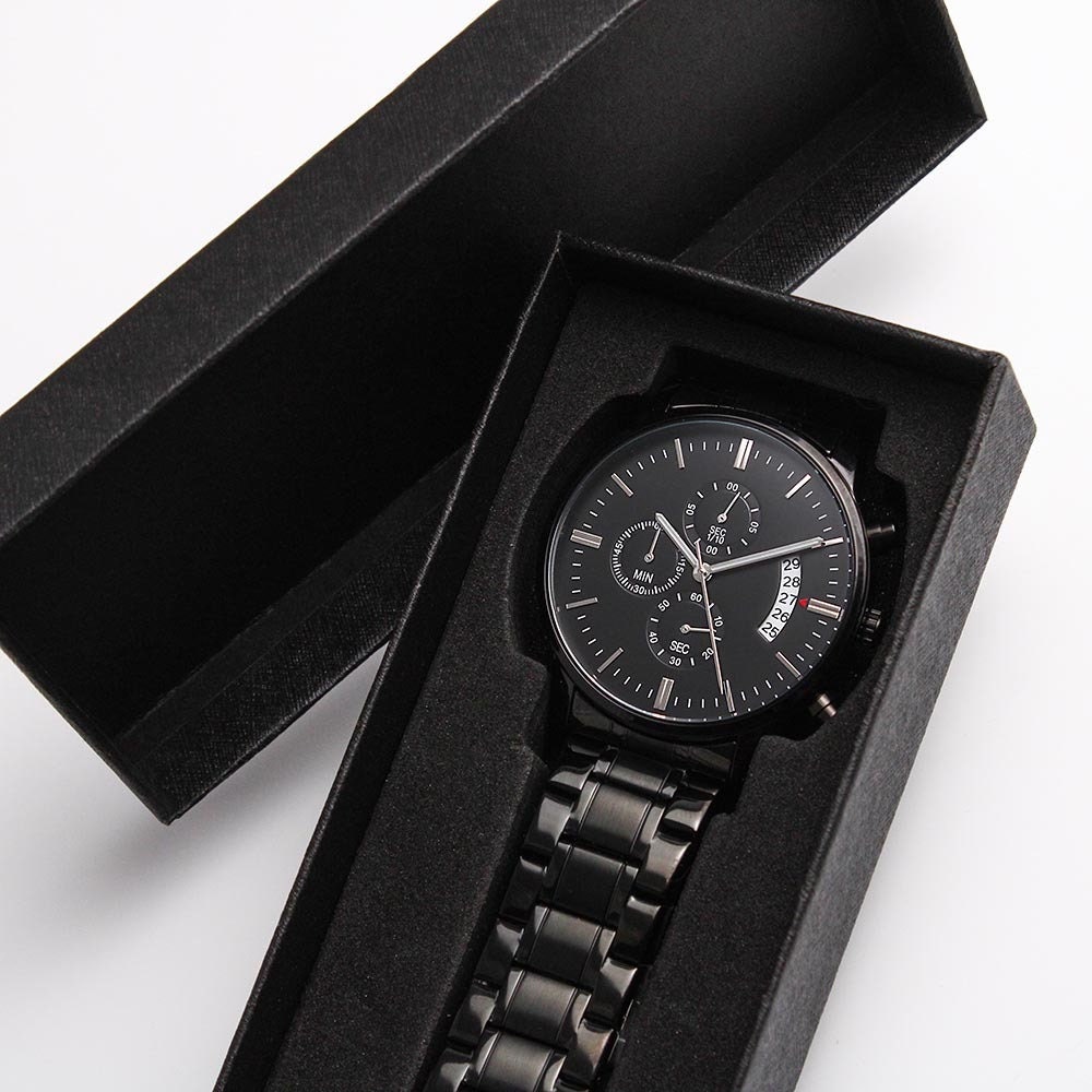 Caja de reloj grabada para hombre, regalos personalizados para él, regalo  personalizado para marido y novio (negro)