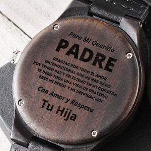 Regalo de Hija Para Papa Regalo Para Hombre, RELOJ DE MADERA, Regalo Personalizado Para Padre, Padrastro o Abuelo Idea Regalo Dia Del Padre