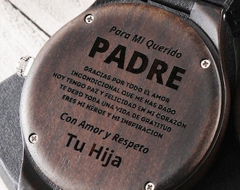 Regalo de Hija Para Papa Regalo Para Hombre, RELOJ DE MADERA, Regalo Personalizado Para Padre, Padrastro o Abuelo Idea Regalo Dia Del Padre