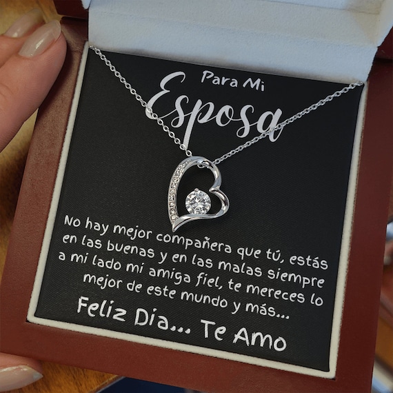 Para MI Esposa Regalo Personalizado Collar Joya De Corazon Regalo Para Mujer  Aniversario, Cumpleanos Dia De Los Enamorados Valentine's Day 