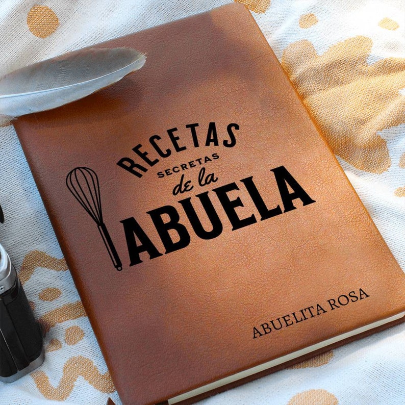 Personalized Abuela Recipe Book | Custom Family Cookbook | Vegan Leather Recipe Journal | Grandma Gift | Spanish Recipe Keepsake image 5