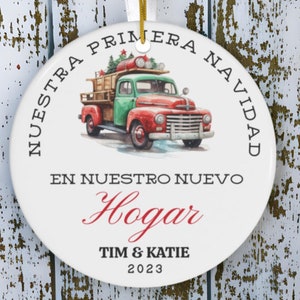 Adorno Navideño Colgante Para Arbol de Navidad Con Nombres Personalizado Nuestra Primera Navidad 2025: Primer Hogar en Navidad Christmas Or