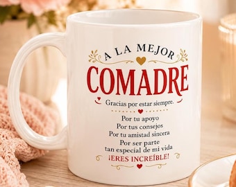 Best Comadre Gift Mug | Spanish Coffee Mug | Gift for Comadre | Thank You Comadre Cup | Birthday Gift | Ceramic Mug