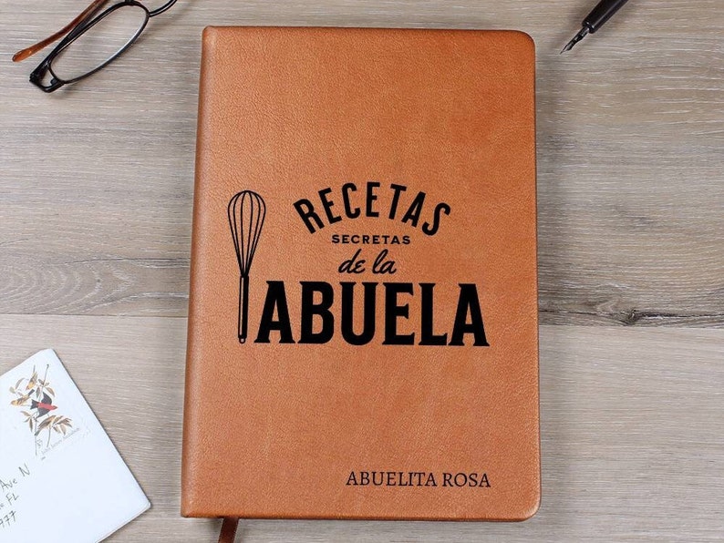 Personalized Abuela Recipe Book | Custom Family Cookbook | Vegan Leather Recipe Journal | Grandma Gift | Spanish Recipe Keepsake image 11
