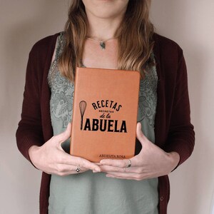 Personalized Abuela Recipe Book | Custom Family Cookbook | Vegan Leather Recipe Journal | Grandma Gift | Spanish Recipe Keepsake image 3