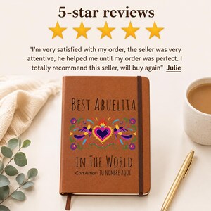 Abuela Regalo Diario Personalizado, Cuaderno, Diario de Nombre Grabado, Regalo para la Abuela, Regalo Personalizado Para Abuela Con Nombre de Abuelita imagen 4