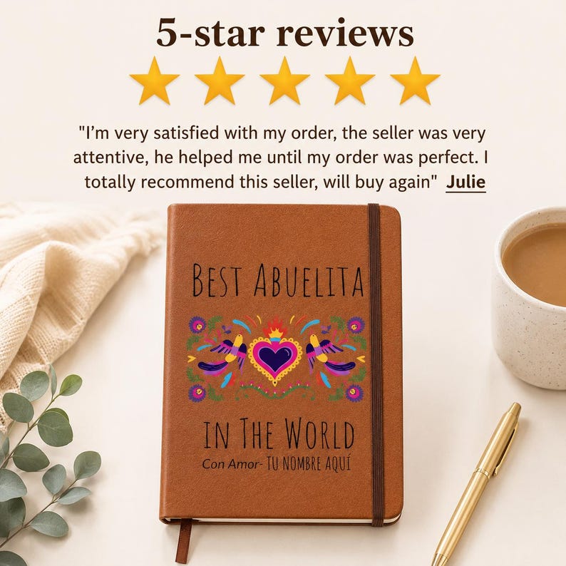 Abuela Regalo Diario Personalizado, Cuaderno, Diario de Nombre Grabado, Regalo para la Abuela, Regalo Personalizado Para Abuela Con Nombre de Abuelita imagen 4