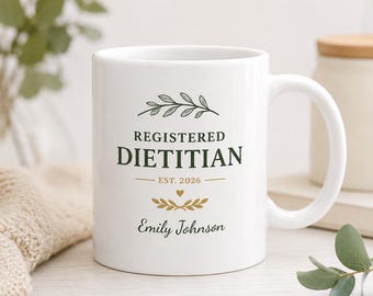 Personalized Registered Dietitian Mug, Custom Name Coffee Mug, Dietitian Graduation Gift, Nutritionist Gift, Ceramic Mug 11oz