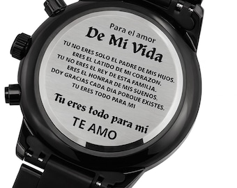 Regalo Para Hombre El Amor De Mi Vida | Regalo Para Novio | Regalo Para Esposo | Regalo Reloj Personalizado Negro Con Mensaje Grabado