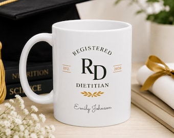 Registered Dietitian Graduation Mug, Personalized RD Gift, Dietitian Class of 2026 Mug, Nutrition Graduation Gift, Custom Name Mug