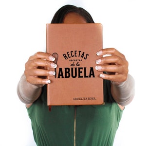 Personalized Abuela Recipe Book | Custom Family Cookbook | Vegan Leather Recipe Journal | Grandma Gift | Spanish Recipe Keepsake image 6