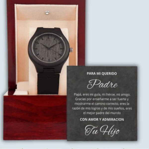 Regalo Navidad Para Papa Reloj Para Papa de Hijo, Reloj Madera y Cuero  Para Hombre, Regalo  Dia Del Padre, Regalo de Hijo para Papa