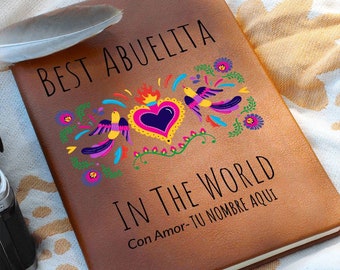 Personalized Vegan Leather Journal: Abuela Gift, Engraved Name