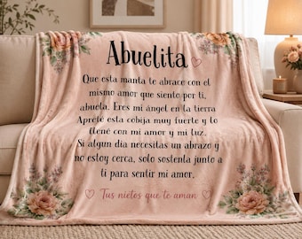 Personalized Grandma Blanket, Custom Abuela Blanket with Grandkids Names, Gift for Grandma from Grandchildren, Mother's Day Gift