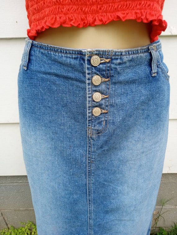 Vintage Y2K Button Fly Jean Skirt Size 17