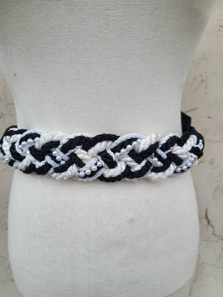 Vintage Black and White Belt Size Medium - Etsy display picture 1