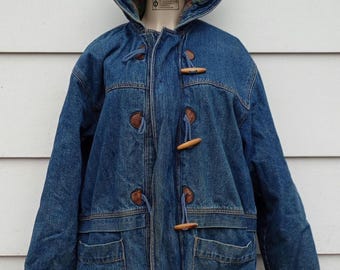 Vintage Hooded Jean Jacket Size XL Men